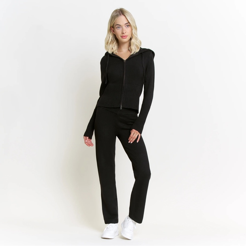 Honeydew Women’s Spice It Up Wide Leg Knit Pants Size‎ Medium Black High Waist